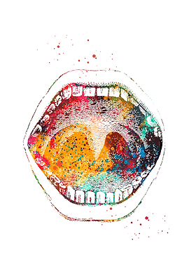 Watercolor Mouth Anatomy Art