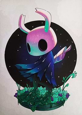 Hollow Knight character in a garden
