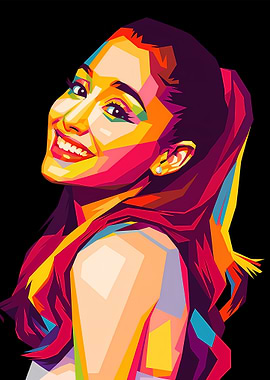 Ariana Grande Colorful Pop Art Portrait of Woman