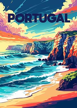 Portugal Coastline Travel Poster