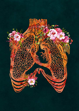 Floral Lungs Anatomy Art