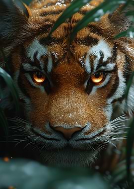 Intense Tiger Gaze in Jungle