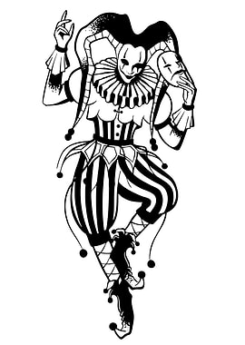 Black and White Jester Illustration