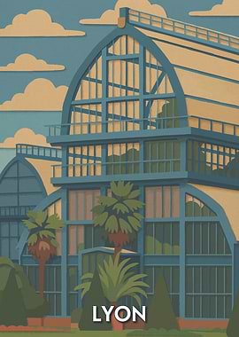 Lyon France Botanical Garden Illustration