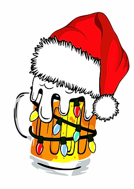 Christmas Beer Mug with Santa Hat
