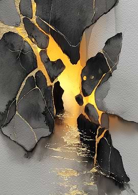Kintsugi Inspired Abstract Watercolor Art