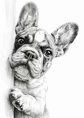 Curious French Bulldog Sketch