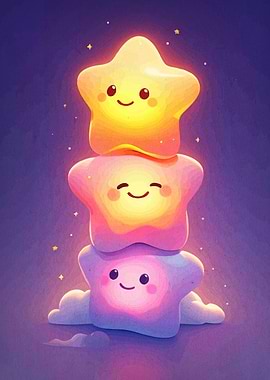 Stack of Cute Glowing Stars