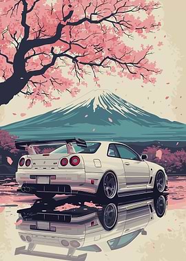 Vintage Japanese Car Nissan Cherry Blossom