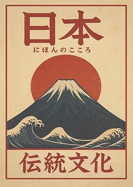 Japanese Mount Fuji Vintage Poster