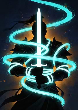 Warrior with Glowing Sword and Aura