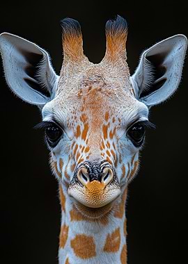 Close-up Portrait of a Young Giraffe