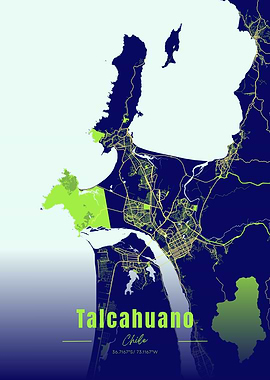 Talcahuano, Chile Map Art
