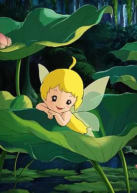 Cute Fairy on Lotus Leaf