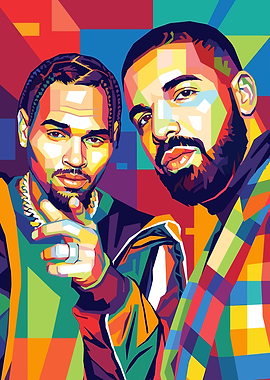 Chris Brown and Drake Pop Art
