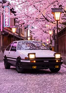 Toyota AE86 Trueno Cherry Blossom Street