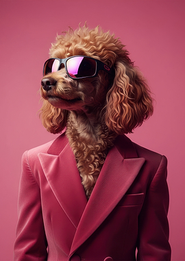 Poodle in Suit and Sunglasses