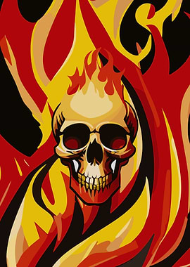 Flaming Skull Illustration