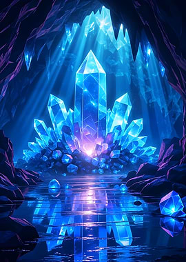 Crystal Cave with Water Reflection