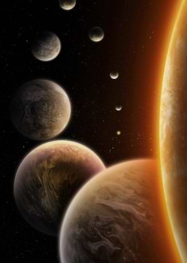 Planets and Star in Space
