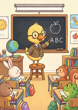 Animal Teacher in Classroom Illustration
