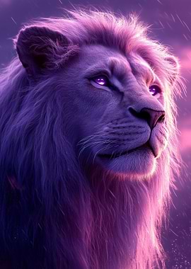 Purple Lion Portrait