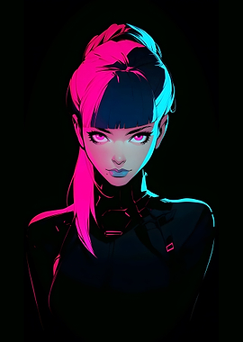 Cyberpunk Girl with Neon Hair