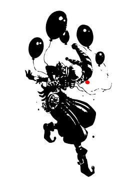 Silhouette of a Clown with Balloons