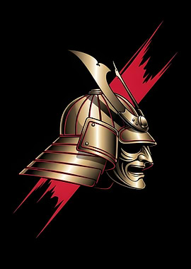 Samurai Helmet with Red Accent