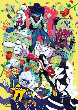 Deltarune characters in a celebratory scene