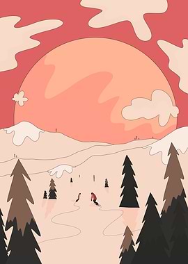 Snowboarding at Sunset