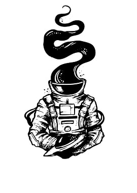 Astronaut with smoke coming from helmet