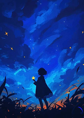 Girl with Starry Night Sky