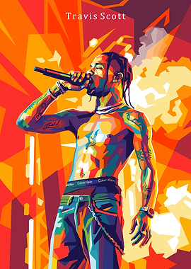Travis Scott Colorful Pop Art Portrait