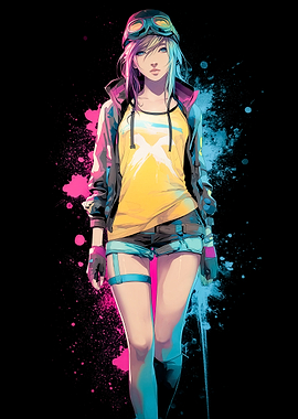 Anime Girl with Goggles and Jacket