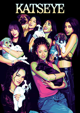 Katseye Group Portrait with Puppies