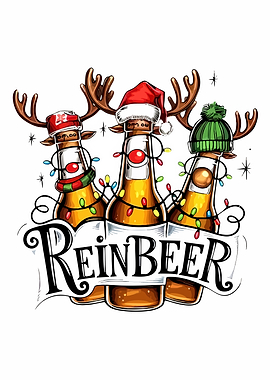 Reinbeer: Christmas Beer Reindeer Illustration
