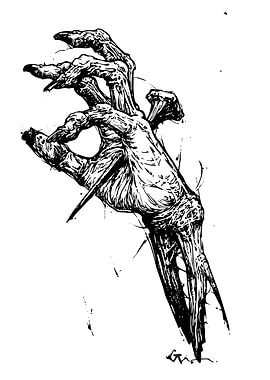 Creepy Hand Black and White Art