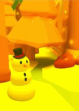 Yellow Snowman in Autumnal Landscape
