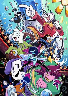 Deltarune characters in a dynamic composition