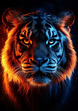Fiery and Icy Tiger Portrait