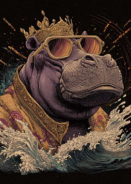 Hippo King in Waves