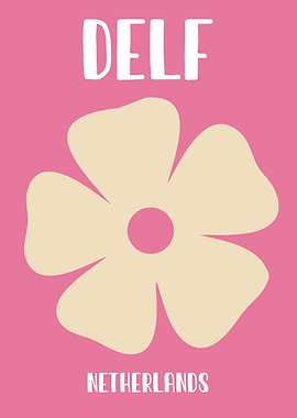 Delf Netherlands Flower Preppy Pink Poster