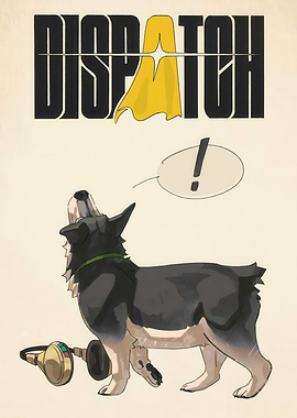 Dispatch Dog with Headphones Illustration