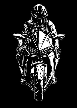 Motorcycle Rider Black and White