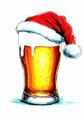 Christmas Beer with Santa Hat
