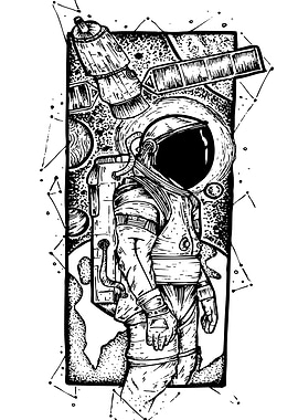 Astronaut in Space Black and White
