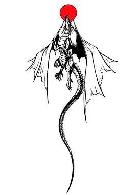 Dragon Reaching for Red Sun