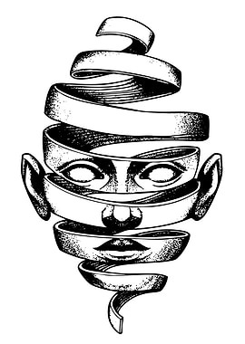 Abstract Face Ribbon Art