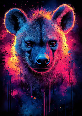 Colorful Hyena Portrait